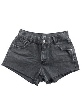 White Fox Black Denim Shorts Raw Hem Size M